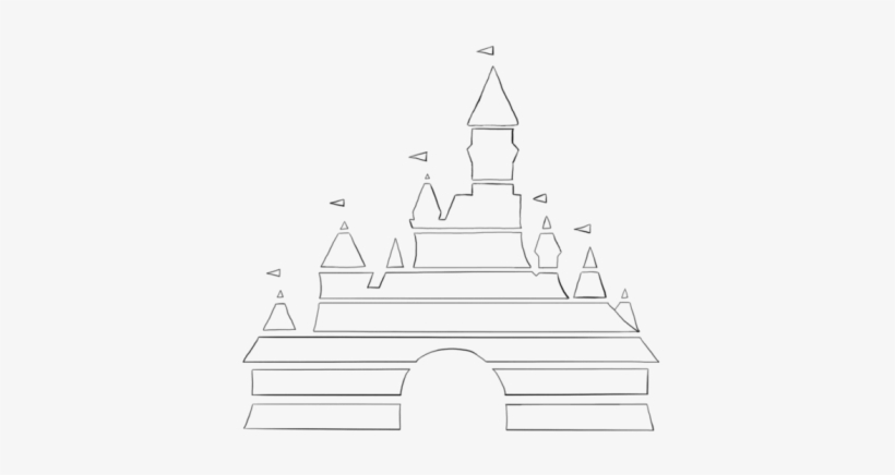 Disney Castle Outline - Line Art, transparent png #8785147