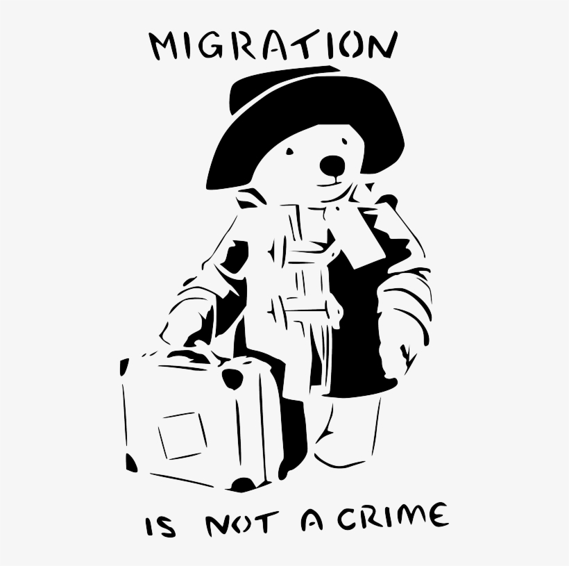 Banksy Clipart Cat - Paddington Bear Immigration Is Not A Crime, transparent png #8785631