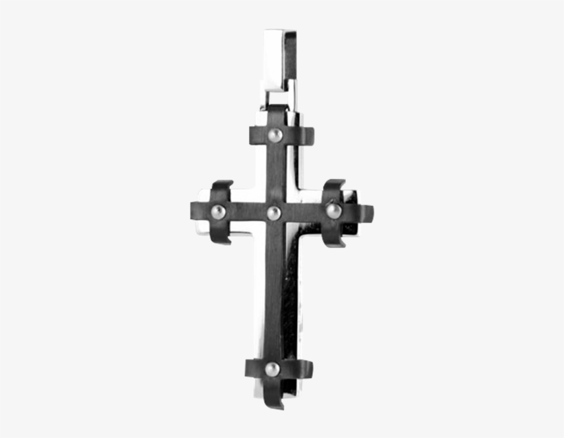 Black And Silver Riveted Gothic Cross - Cross, transparent png #8789456