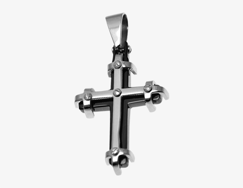 Stainless Banded Gothic Cross Pendant - Cross, transparent png #8789525