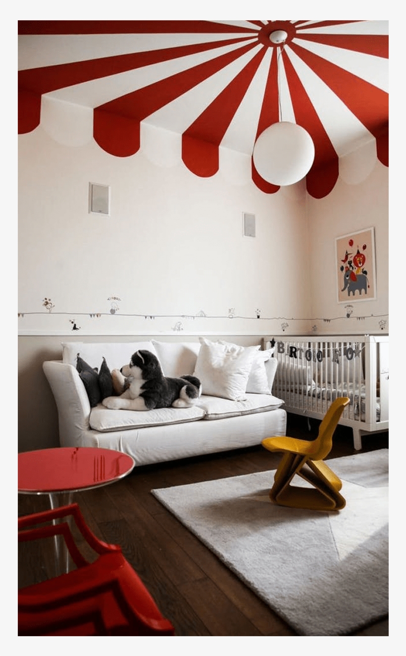 The Ceiling, Painted With Radial Red And White Stripes, - Circus Home Decor, transparent png #8791110