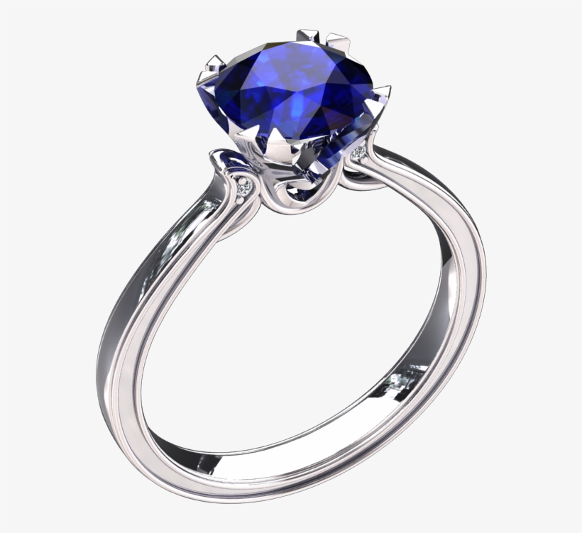 50 Carat Lab Grown Blue Sapphire Solitaire 14k Gold - Engagement Ring, transparent png #8792175