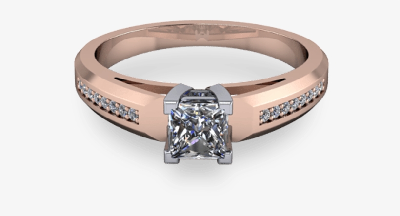 Chunky 14kt Rose Gold Princess Cut - Princess Cut Engagement Pearl Ring, transparent png #8792322