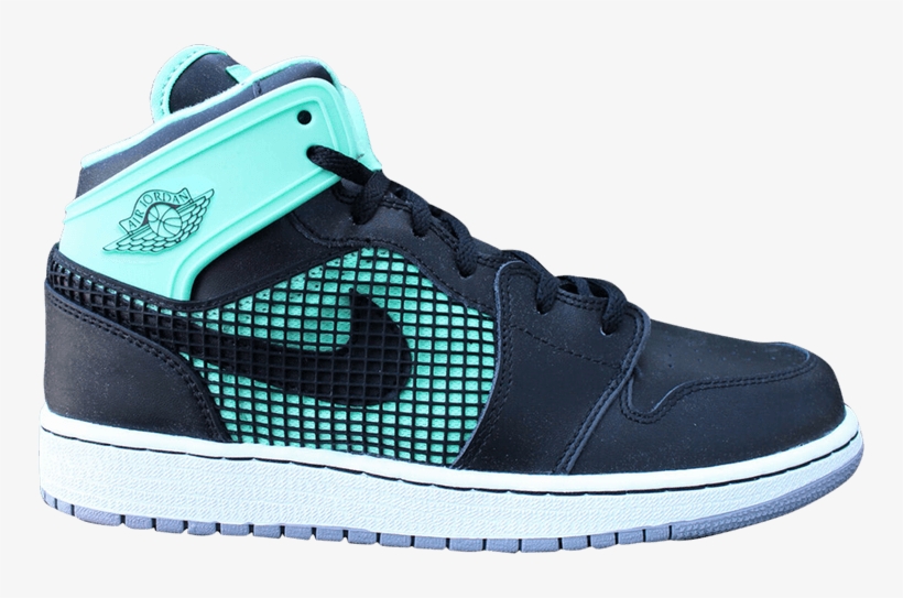 Air Jordan 1 Retro '89 Gs 'green Glow' - Sneakers, transparent png #8792398