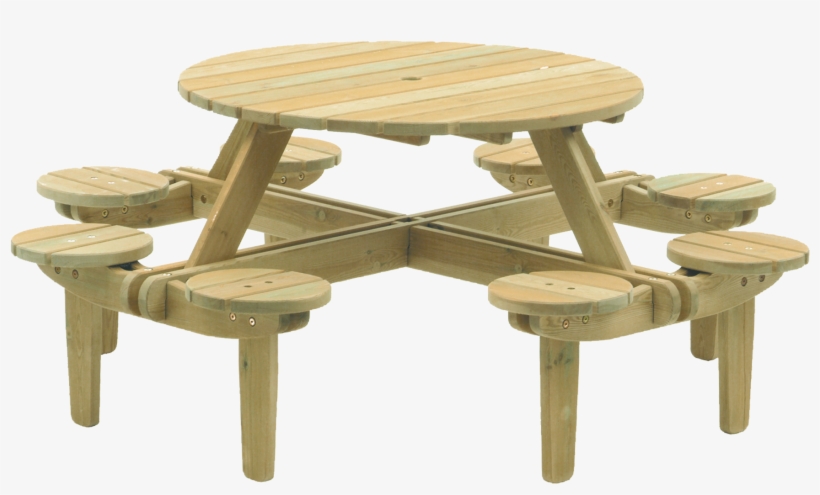 8 Seater Wooden Picnic Table, transparent png #8792822
