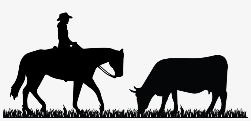 The Rancher - Cowboy And Horse Silhouette, transparent png #8796198