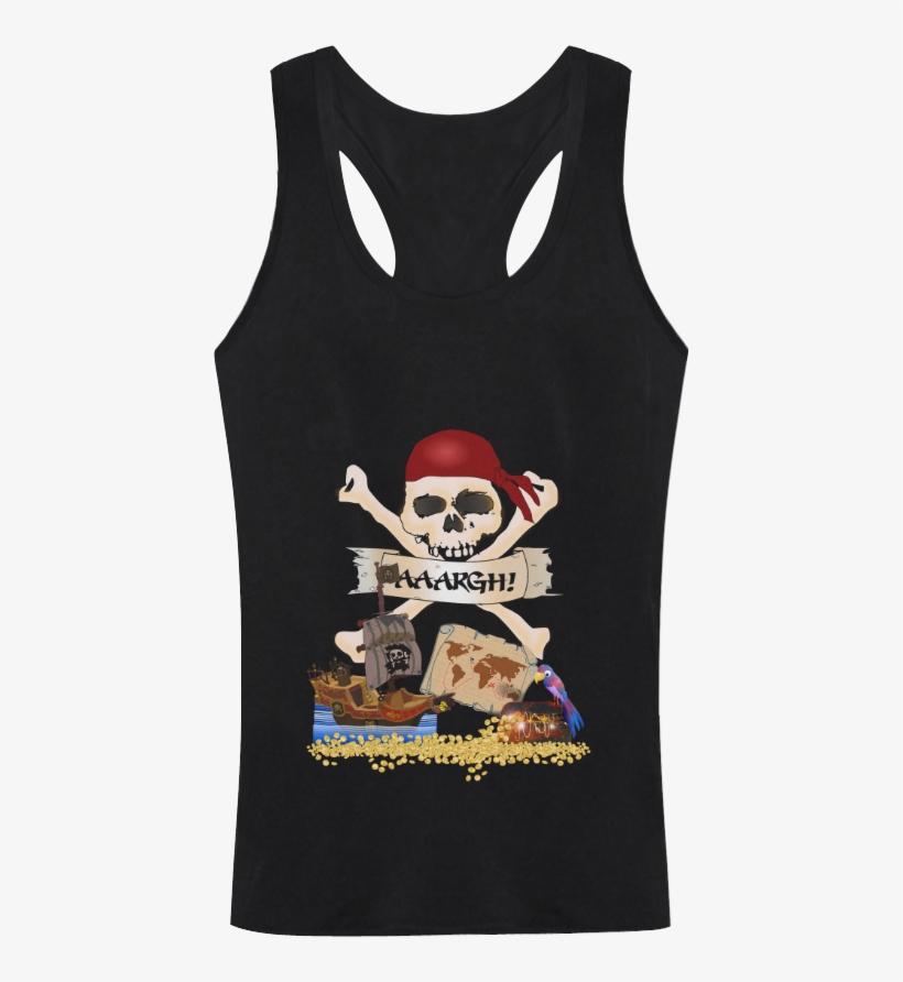 Pirate Ship, Treasure Chest And Jolly Roger Men's I-shaped - Vest, transparent png #8797271