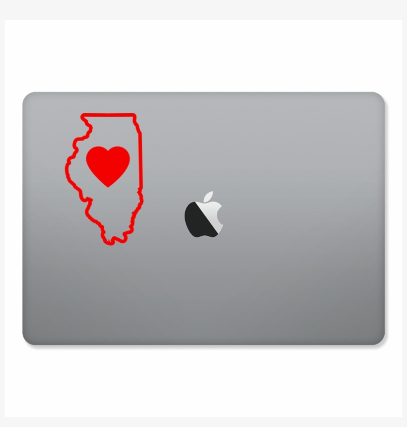 Illinois Love Outlined Sticker For Macbooks And Apple - Emblem, transparent png #8797376