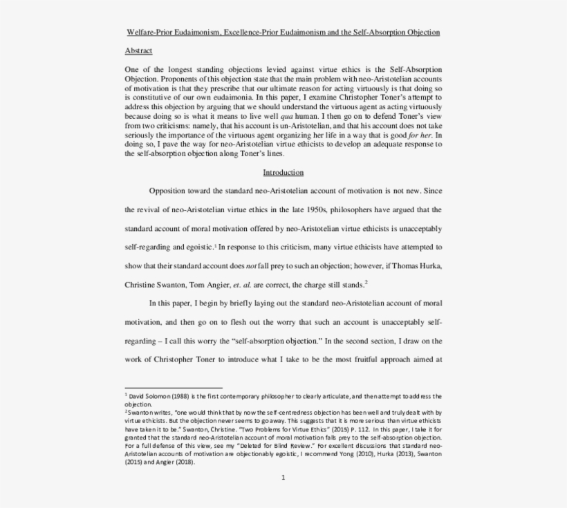 Welfare Prior Eudaimonism, Excellence Prior Eudaimonism - Document, transparent png #8797459