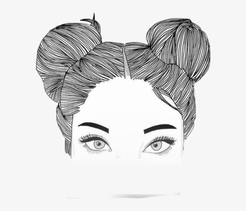 Tumblr Blackandwhite Black White Aesthetic Space Buns - Black And White Tracing, transparent png #880361