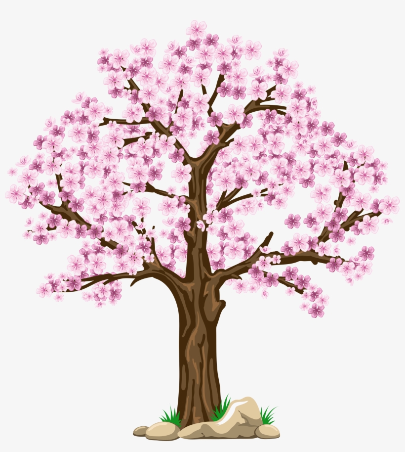 Images Cherry Blossom Clip Art Digital Pink Tree Clipart - Four Seasons Tree Clipart, transparent png #880604