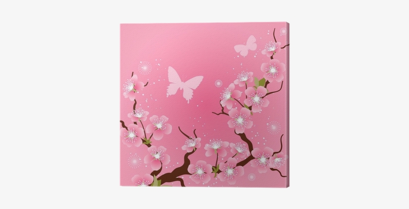 Card With Stylized Cherry Blossom Flowers - Cherry Blossom, transparent png #880780