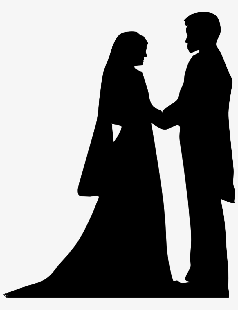 Wedding Couple Outline Cut Out Png Png Images - Marriage Silhouette Png, transparent png #881485