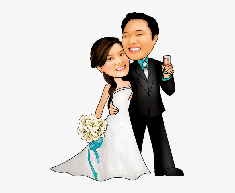 Wedding Couple Caricature Png, transparent png #881968