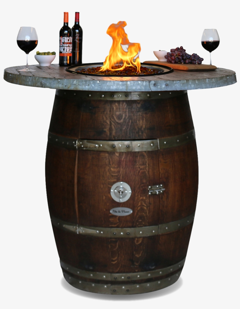 Tall Wine Barrel Fire Pit Table Barrel Wood Top Vin De Flame