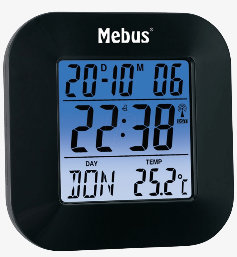 Radio Alarm Clock Digital, Temperature, Date, Black - Radio Alarm Clock Mebus 51510 Black, transparent png #883596