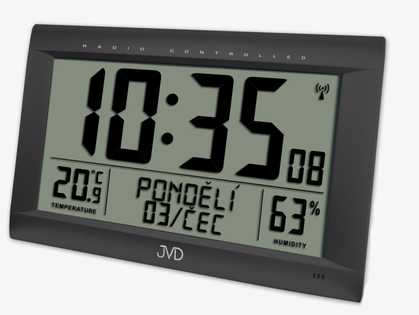 Radio-controlled Digital Clock With An Alarm Clock - Rádiem Řízené Digitální Hodiny S Budíkem Jvd Černé, transparent png #883636