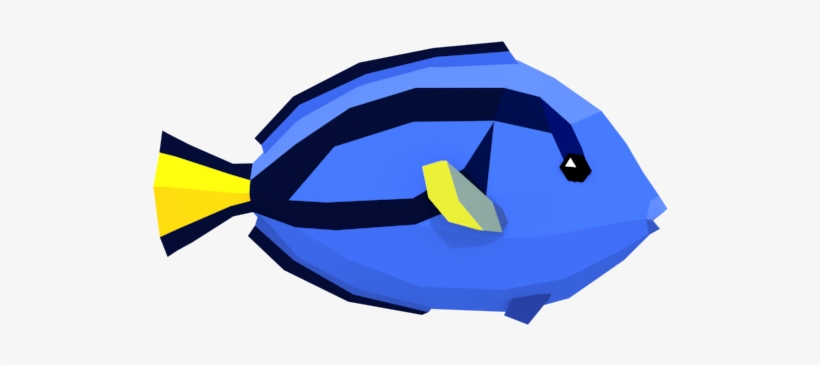 Lowpoly Colorful Reef Fished - Blue Tang, transparent png #884397