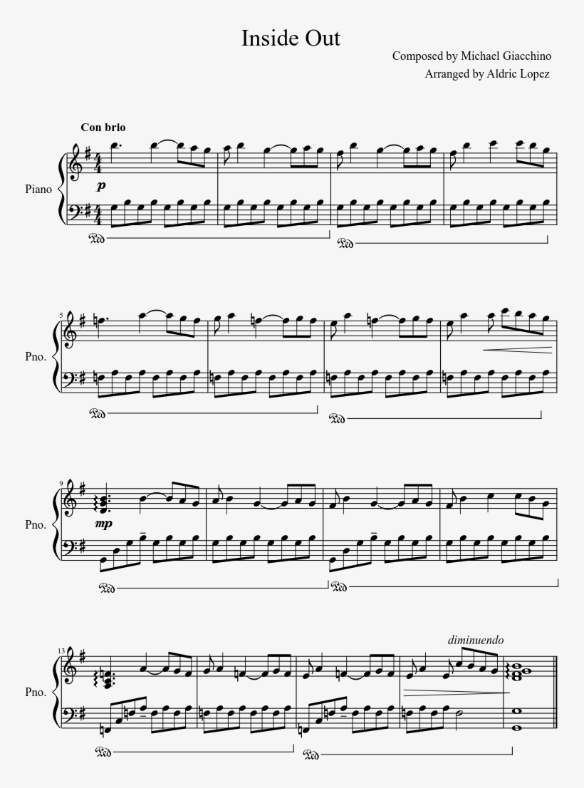 Inside Out - Rise Up Piano Partitura, transparent png #885051