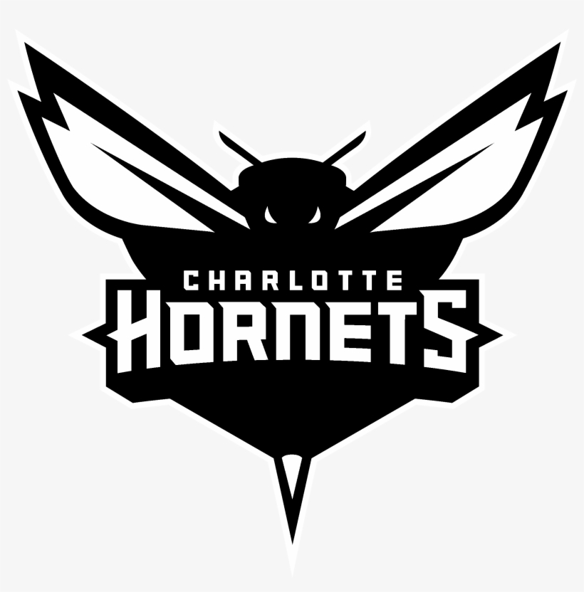Charlotte Hornets 2 Logo Black And Ahite - Charlotte Hornets, transparent png #885720