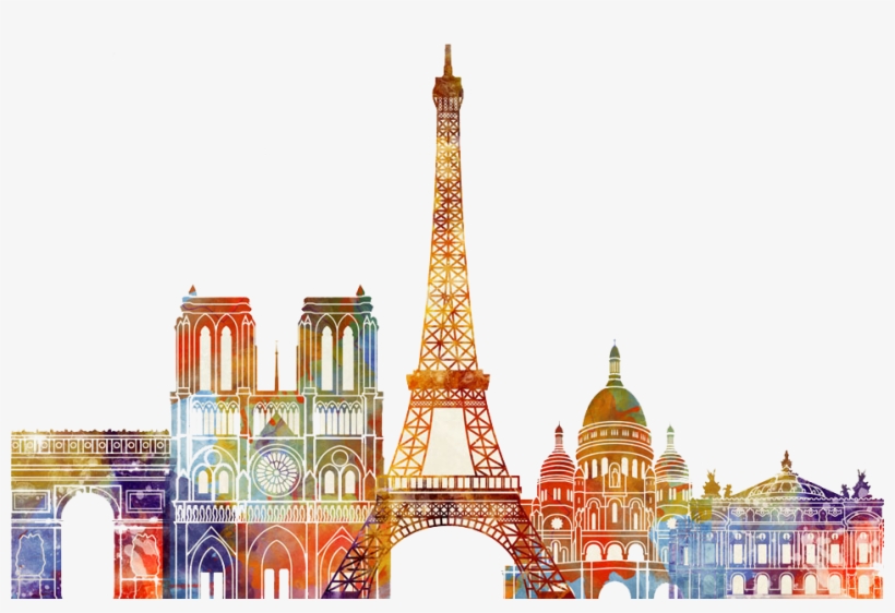 Paris Sticker - Art Print: Paulrommer's Paris Skyline Poster, 61x46cm., transparent png #885801