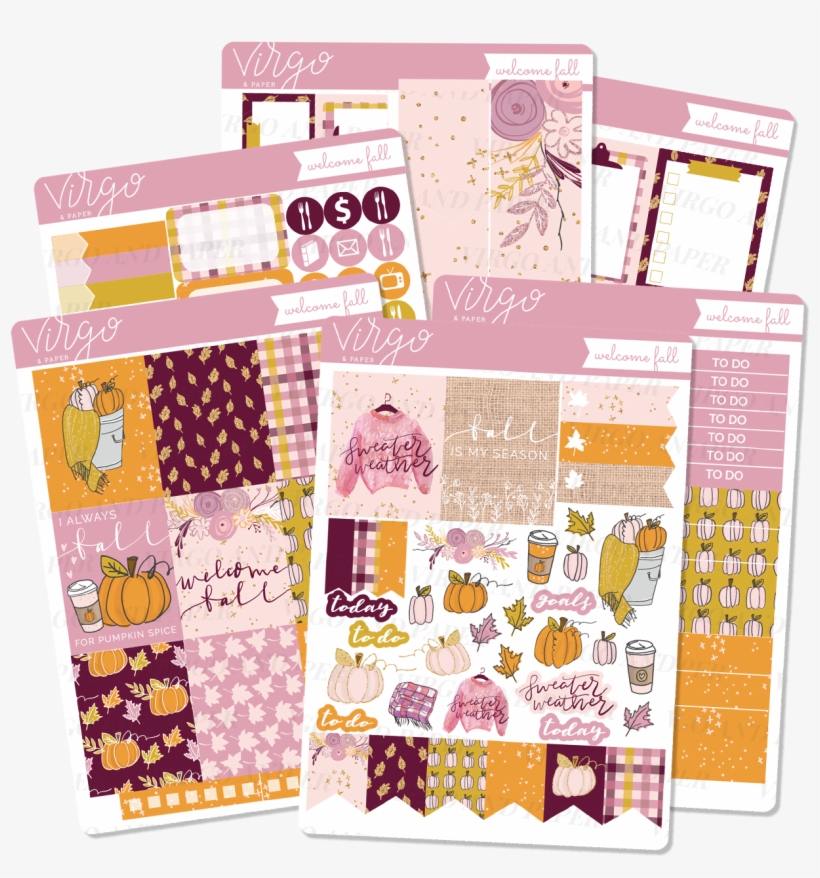 Welcome Fall Weekly Planner Sticker Kit - Sticker, transparent png #885829