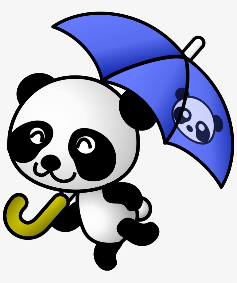 Panda, Animal, Rain, Umbrella, Cute, Bear, Teddy Bear - Cartoon Panda With  Umbrella - Free Transparent PNG Download - PNGkey