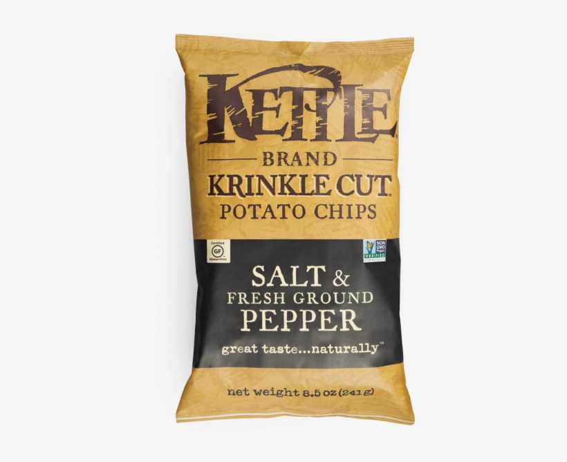 Salt & Fresh Ground Pepper Krinkle Cut Potato Chips - Kettle Brand Kettle Foods Krinkle Cut Potato Chips, transparent png #886492