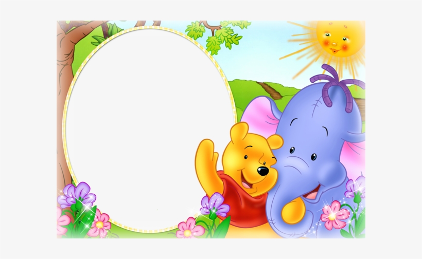 Cute Kids Png Photo Frame With Winnie The Pooh - Bingkai Winnie The Pooh, transparent png #886618