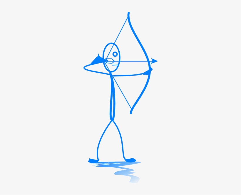 Blue Stickman Shooting Arrow Svg Clip Arts 252 X 586, transparent png #887131