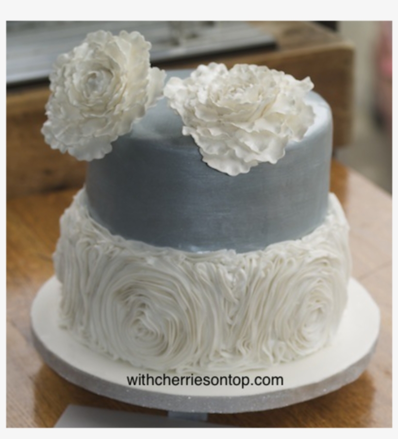Rosette And Silver Wedding Cake On Cake Central - Silver Cake, transparent png #888122