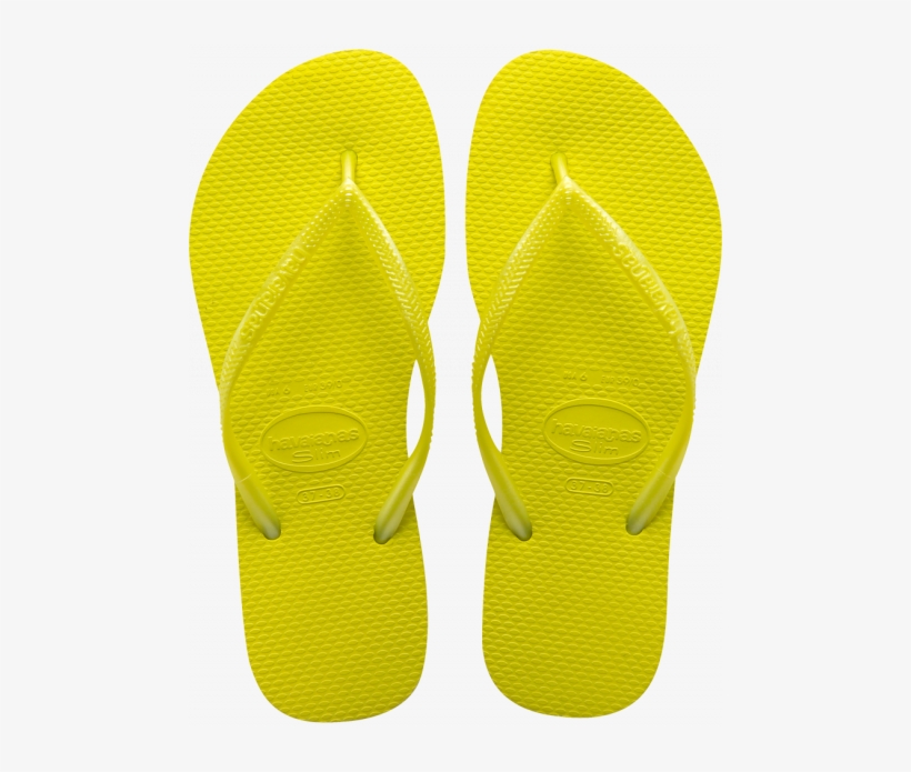 Slim Neon Yellow Havaianas - Yellow Flip Flops, transparent png #888699