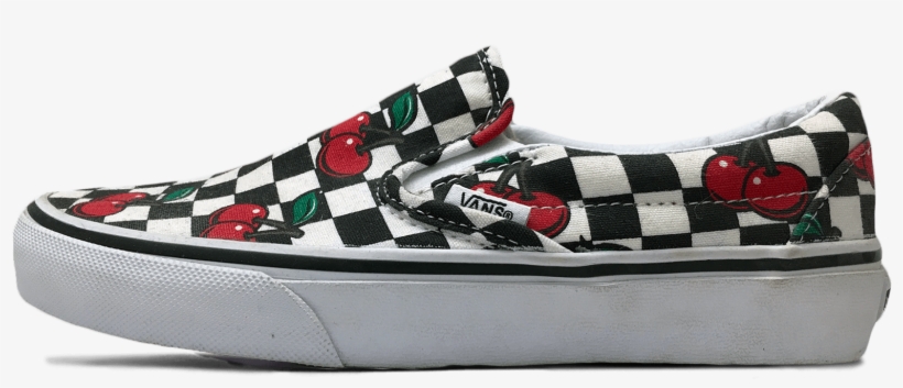 cherry checkered slip on vans