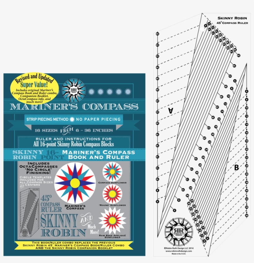 Skinny 16-point Book And Ruler - Mariner's Compass, transparent png #889756