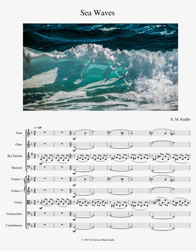 Sea Waves Sheet Music For Flute, Clarinet, Oboe, Bassoon - High Resolution Images Of Oceans And Seas, transparent png #8800397