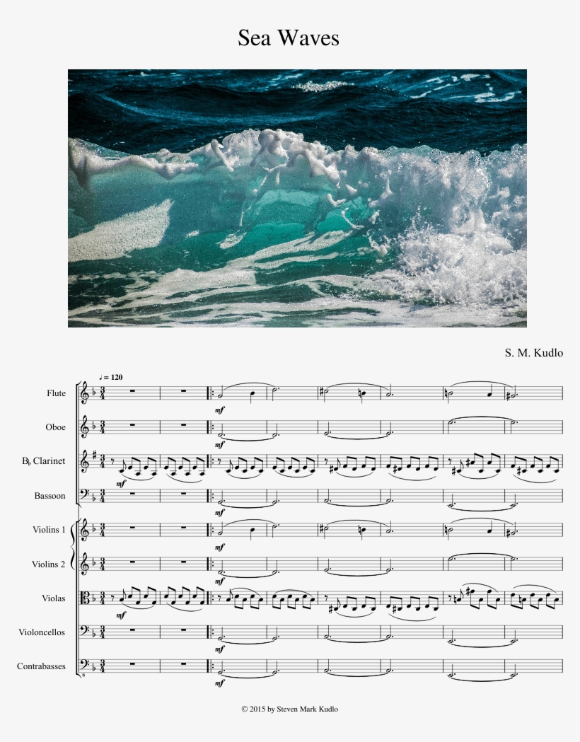 Sea Waves Sheet Music For Flute, Clarinet, Oboe, Bassoon - High Resolution Images Of Oceans And Seas, transparent png #8800397