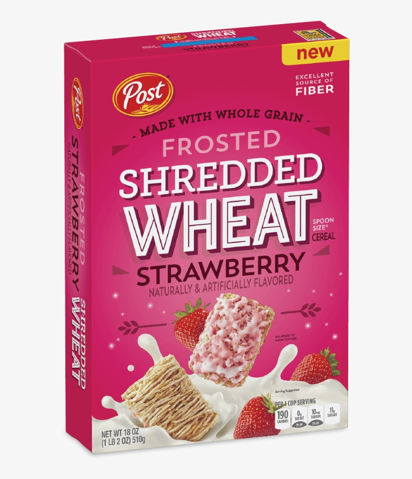 Post Shredded Wheat Frosted Strawberry Cereal Box - Biscuit, transparent png #8800837