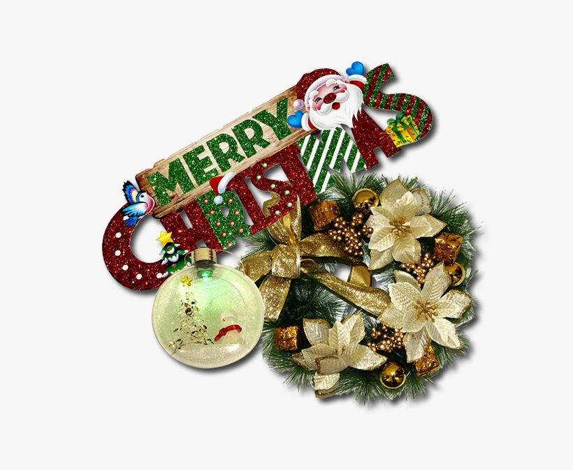 Christmas Banner, Multicolor Night Lamp And Wreath - Christmas Ornament, transparent png #8804640
