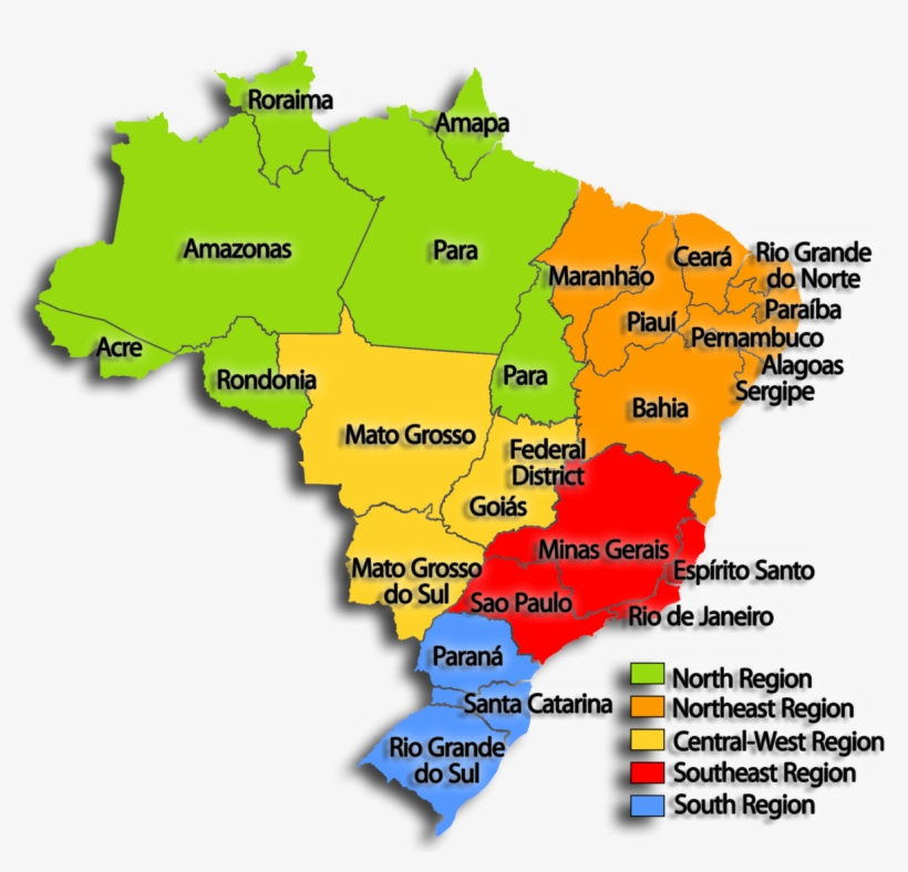 Brazil Map - Map, transparent png #8804999