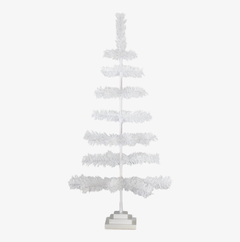 36'' White Christmas Feather Tinsel Tree Decorative - Christmas Tree, transparent png #8808691