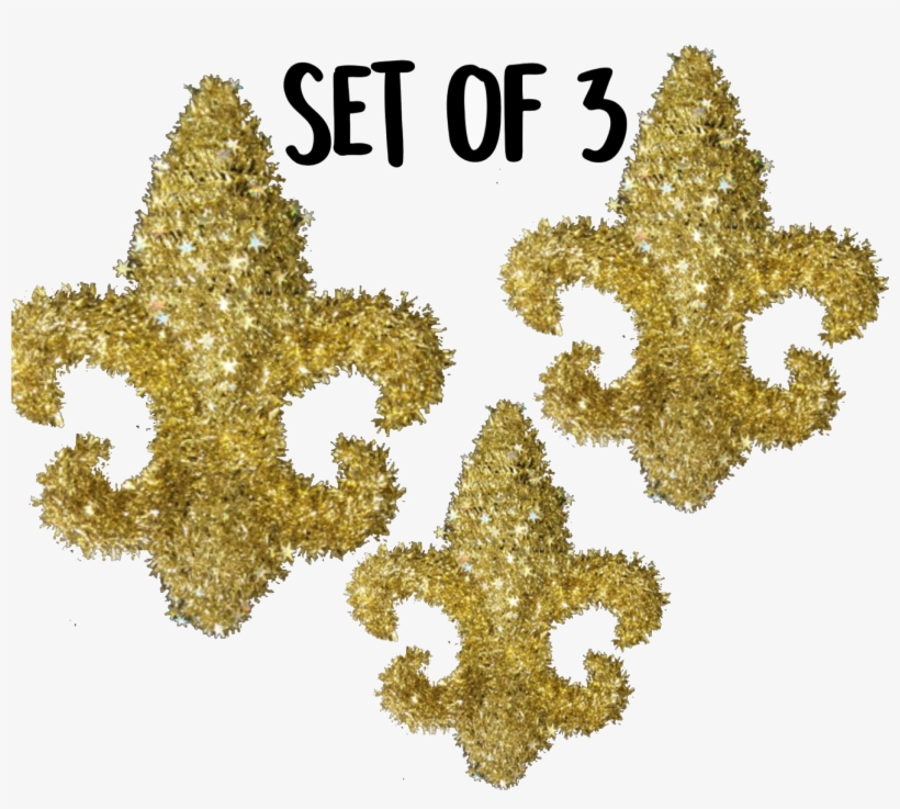 3 Pc Set Of Gold Tinsel Fleur De Lis Decor 20705 Louisiana - Tree, transparent png #8809027