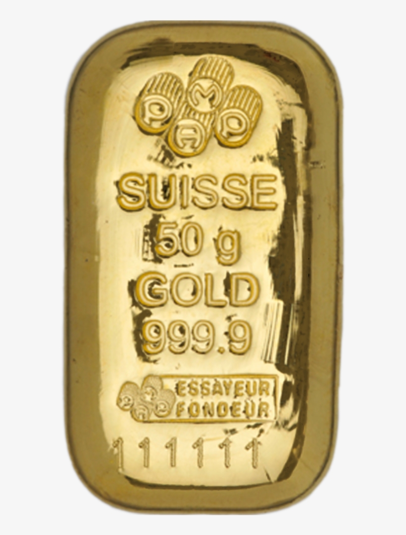 Pamp Suisse 50 Gram Gold Bar - 50 Gram Gold Biscuit, transparent png #8813493
