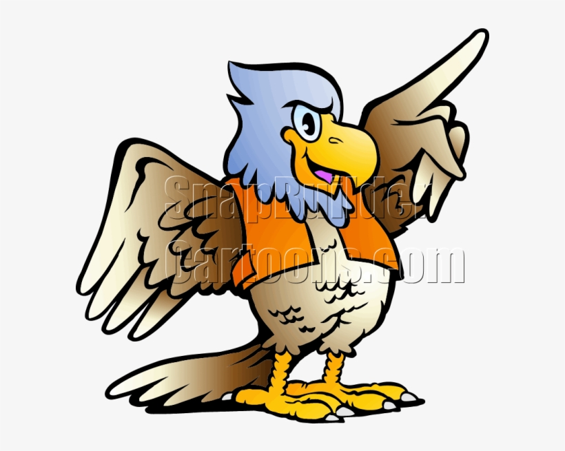 Eagle Pointing With Vest - Cartoon Bird Pointing, transparent png #8816398
