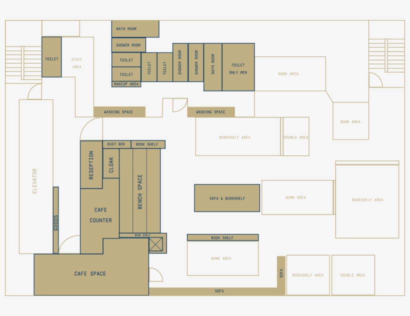 Bookshelf Combined With Guest Rooms And The Spacious - Floor Plan, transparent png #8820183
