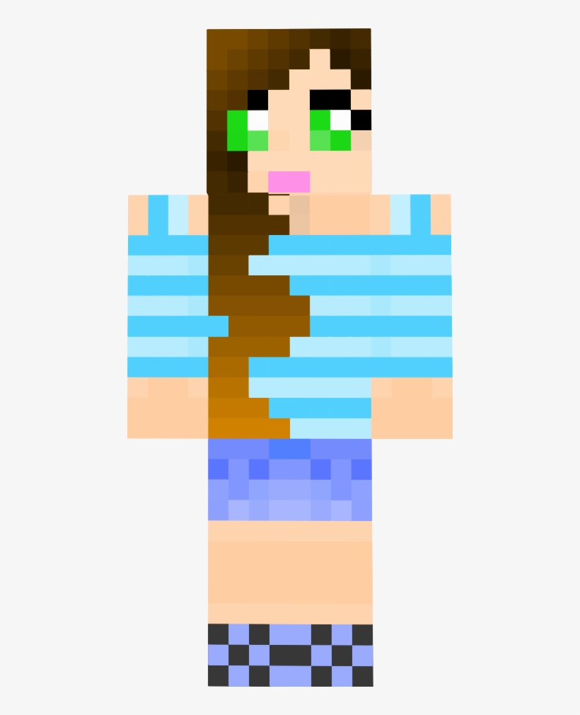 Girl Minecraft Skins With Brown Hair /girl Blue Brown - Clip Art, transparent png #8823738