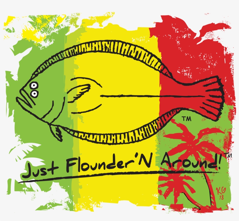 Rasta Flounder Short Sleeve T Shirt - Illustration, transparent png #8875597