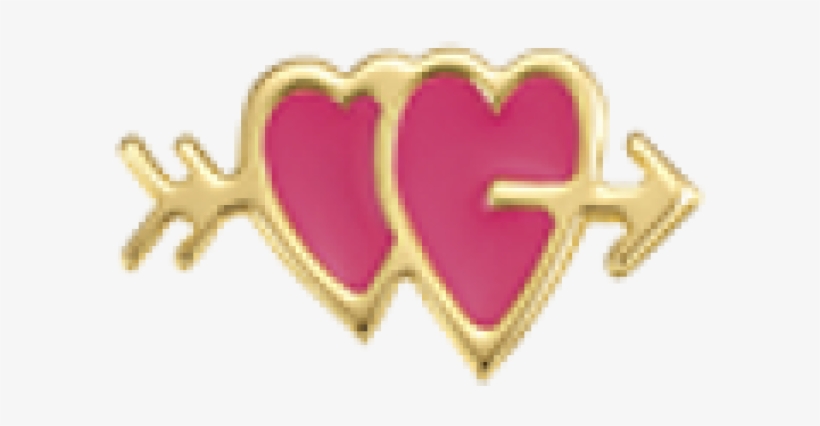 Link With Coloured Enamel And Double Heart Symbol - Heart, transparent png #8877240