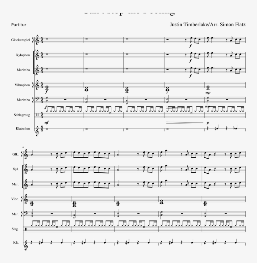 Justin Timberlake Cant Stop The Feeling - Sheet Music, transparent png #8878872
