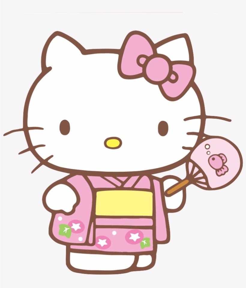 Com Png Transparent Hello Kitty Sanrio Kimono Pink - Hello Kitty With Apple, transparent png #8881120
