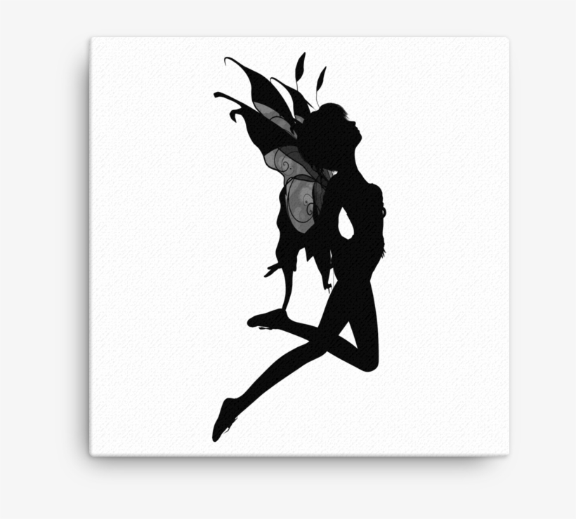 Female Fairy Silhouette Canvas Mockup Wall Original - Clipart Transparent Flying Fairy Silhouette, transparent png #8882817